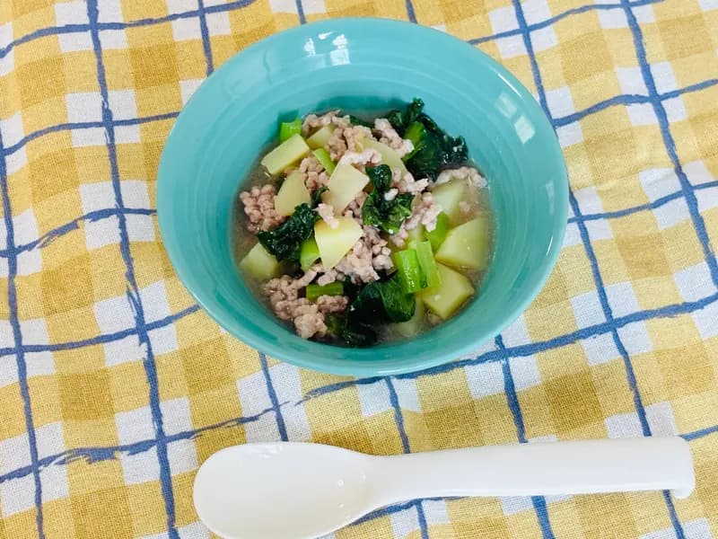 豚ミンチと小松菜の味噌煮