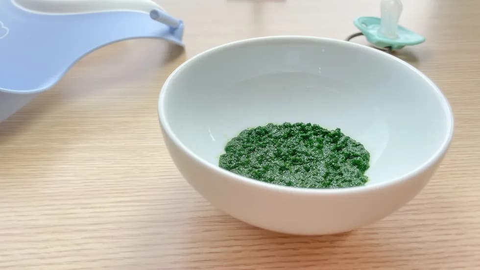 \洗い方から解説/ほうれん草ペースト(葉先)