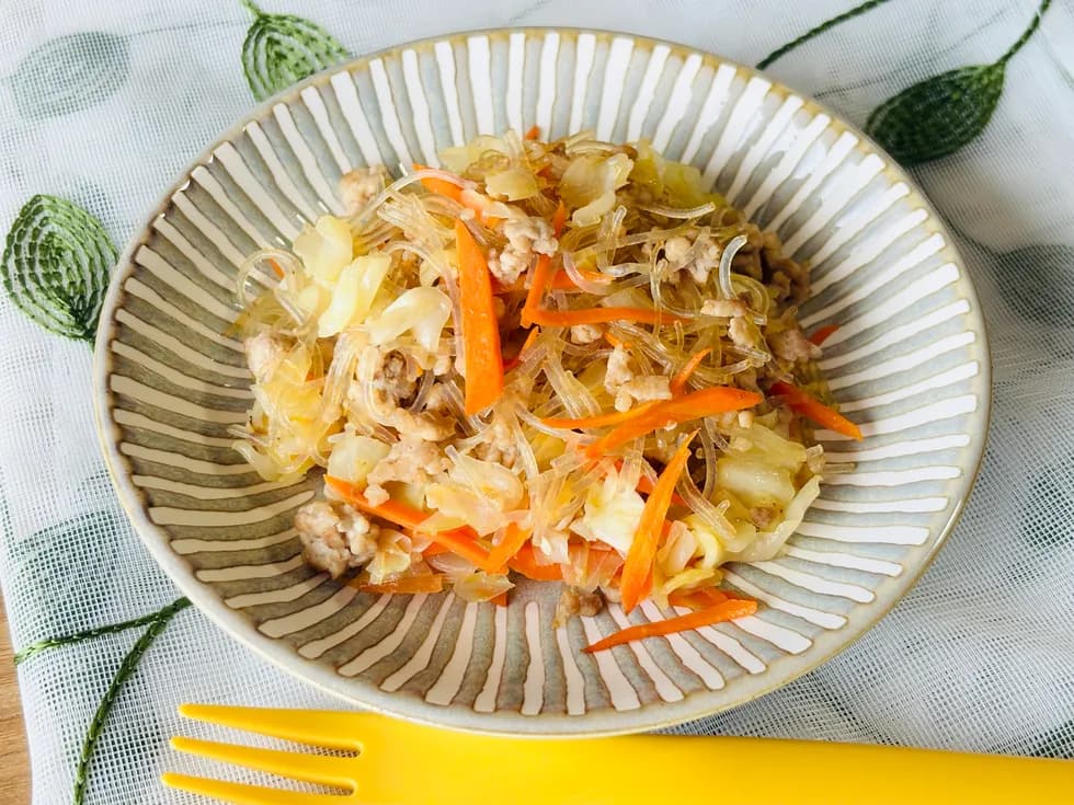 豚ひき肉と春雨の中華炒め