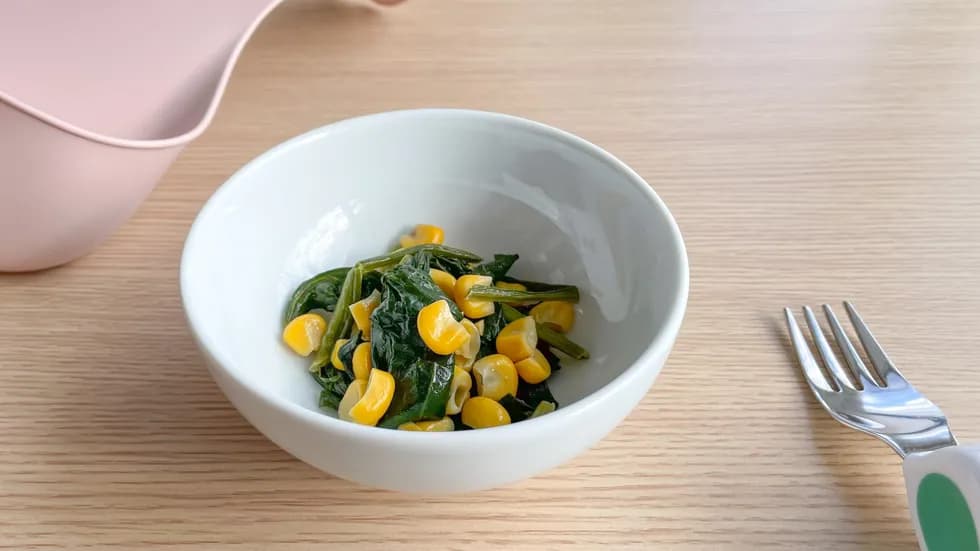 \素材の甘みが生きる/ほうれん草とコーンのバター炒め