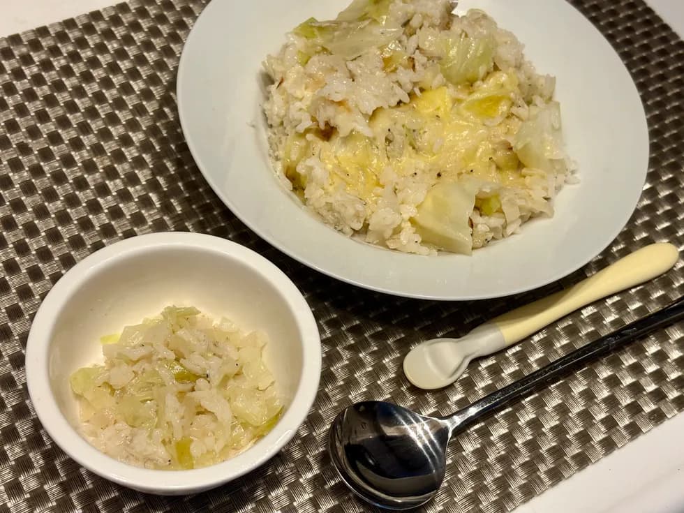 おとなごはんと一緒につくる*キャベツとしらすの和風リゾット