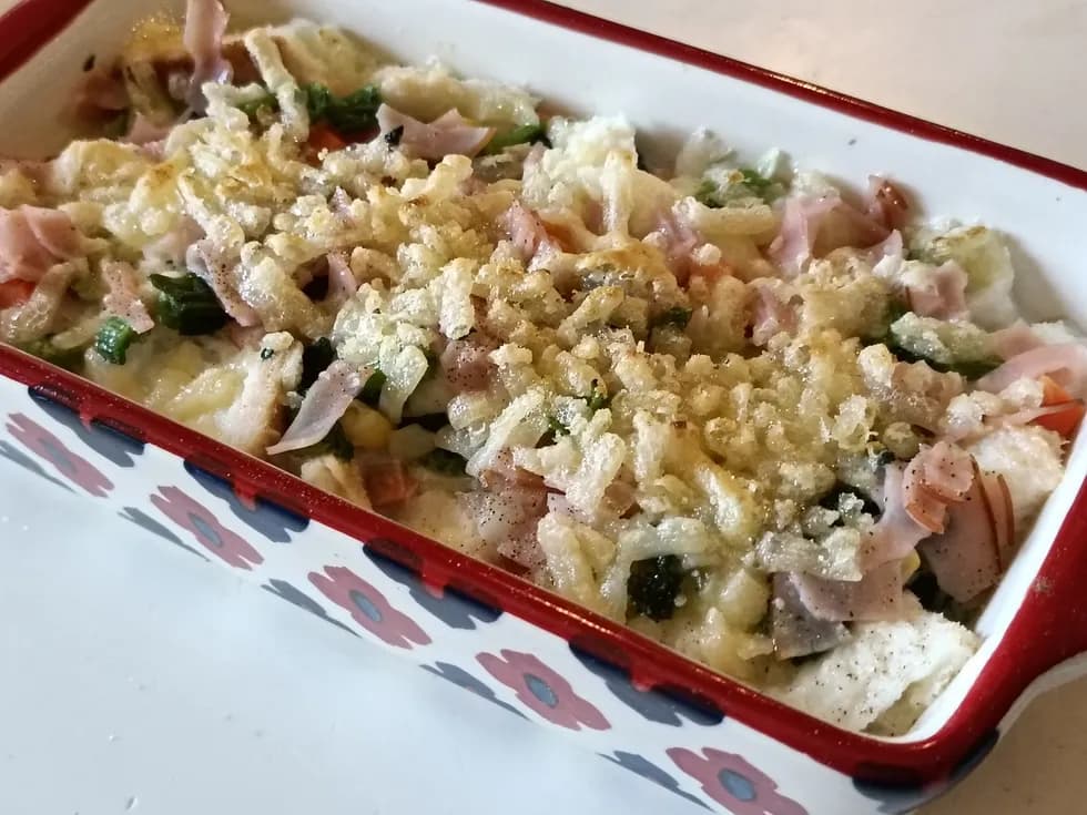 ほうれん草とハムのパングラタン