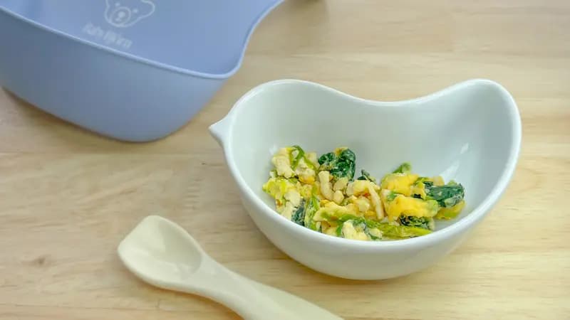 \調味料なし/ほうれん草と鶏ひき肉のふんわりチーズたまご