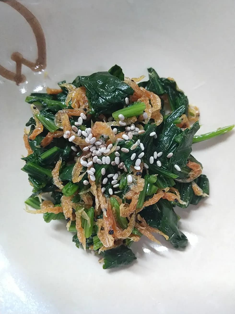 簡単☆ほうれん草と小エビのめんつゆ和え