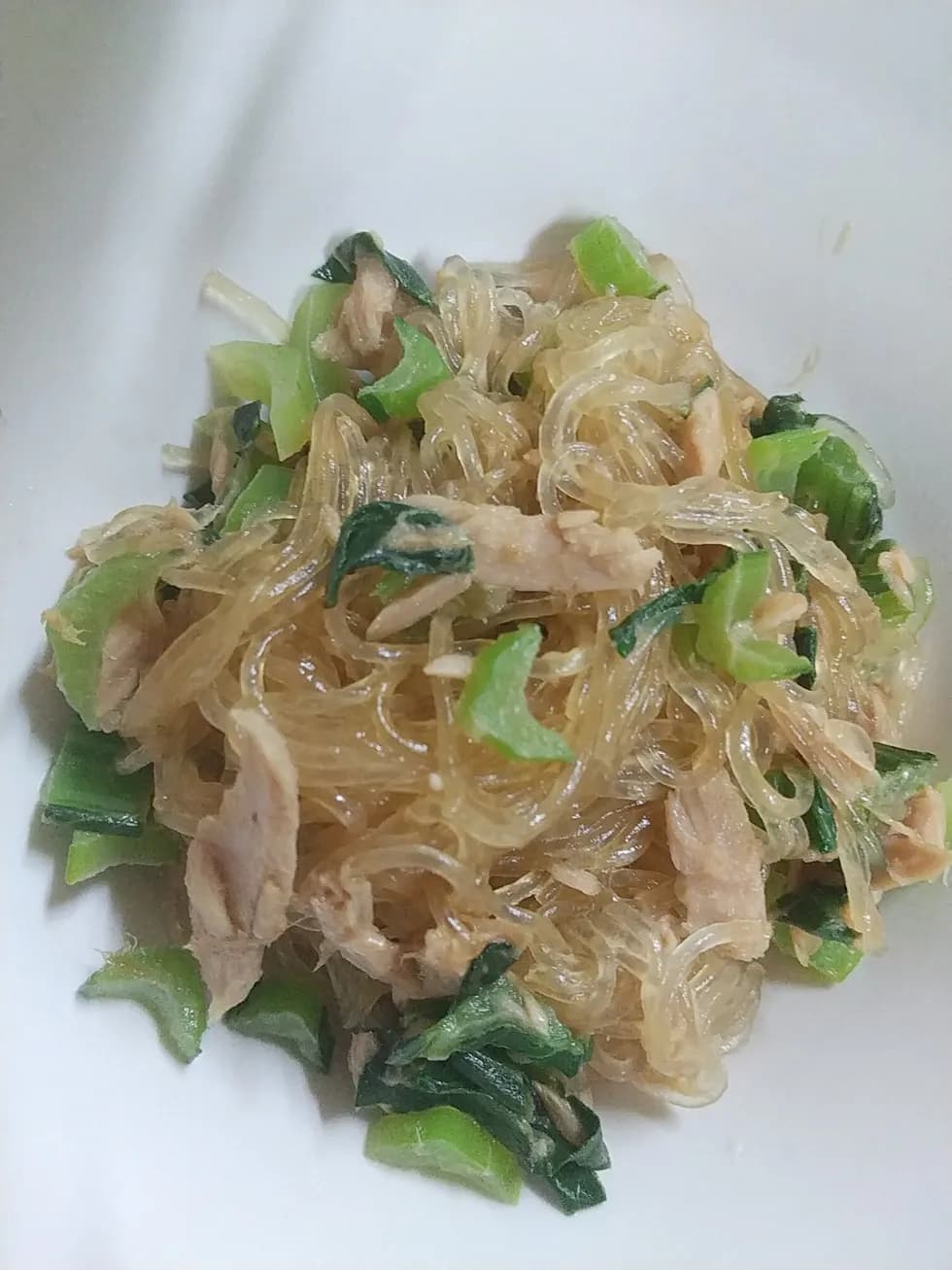 ツナと小松菜の春雨バター醤油炒め