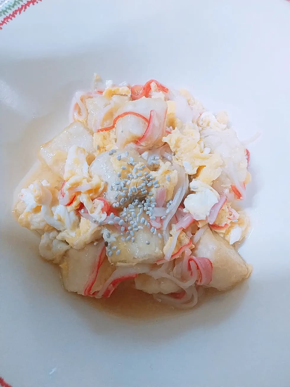 カニカマと豆腐のたまごとじ