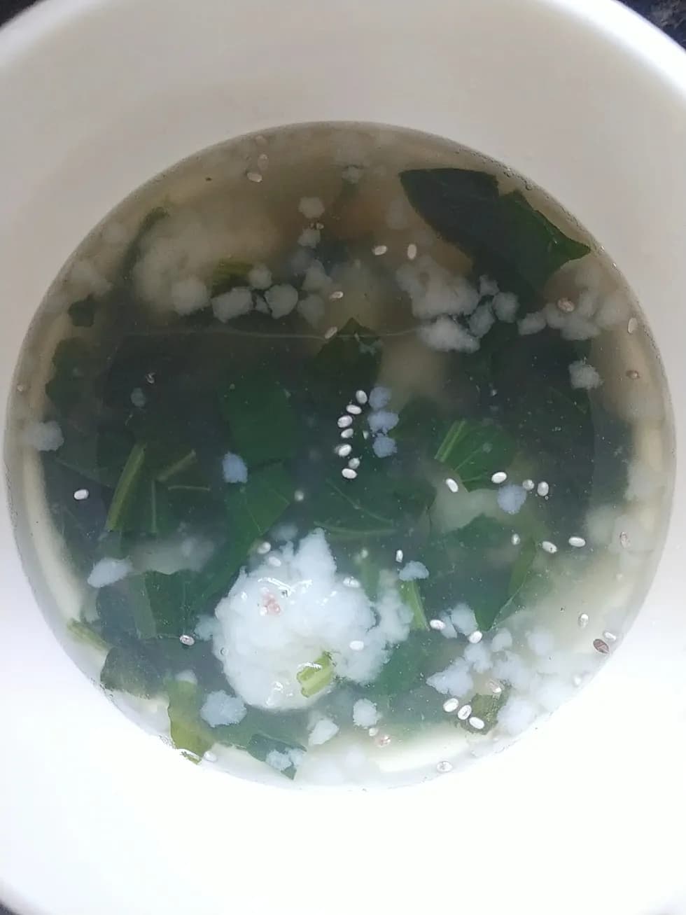 海老はんぺんとほうれん草のスープ