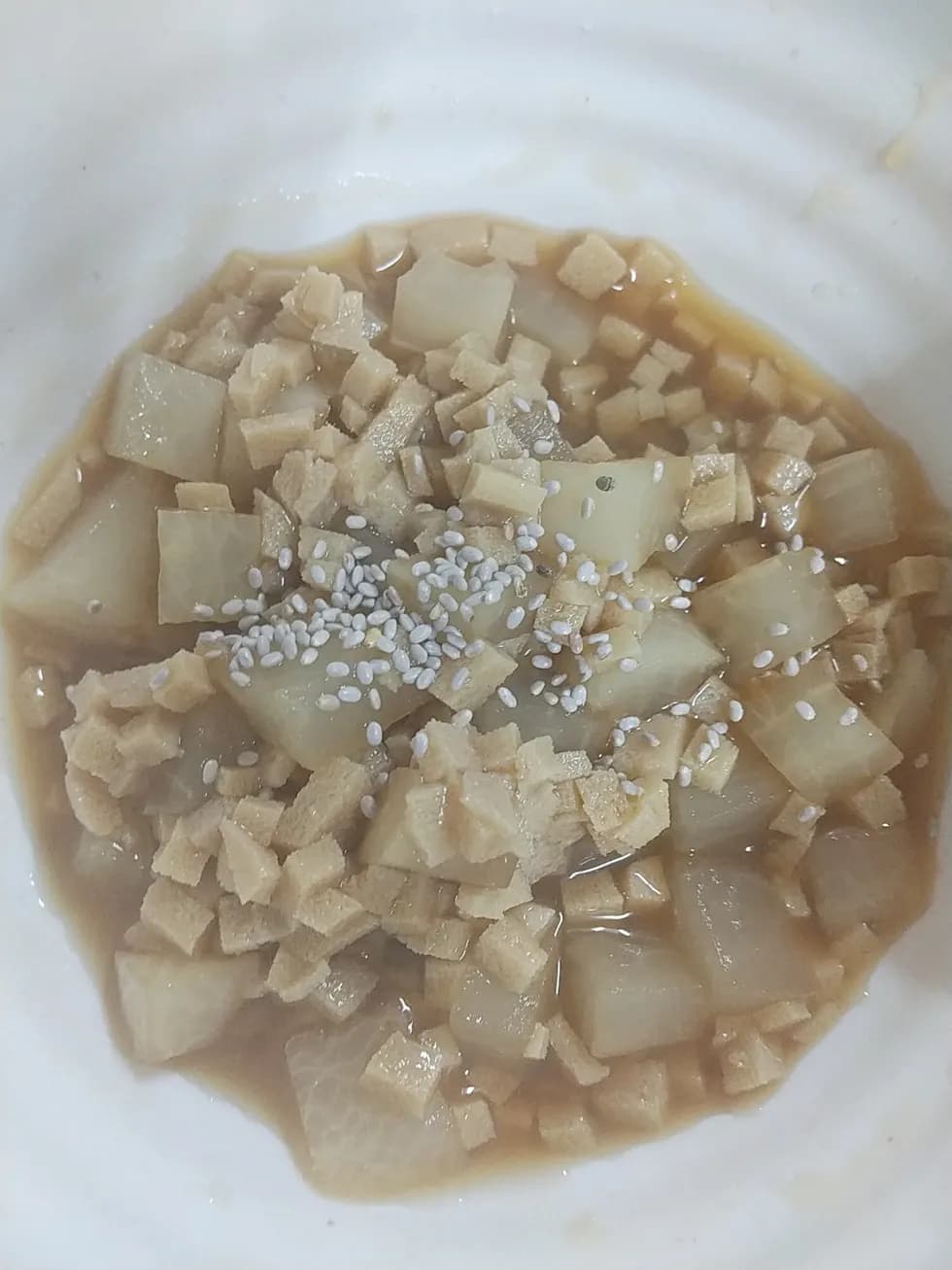 高野豆腐のそぼろ風大根あんかけ