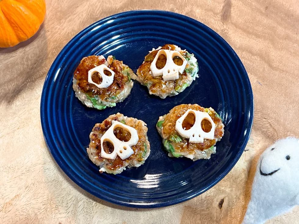 シャキシャキもちもち⭐︎お好み焼き風レンコン餅 ハロウィンver