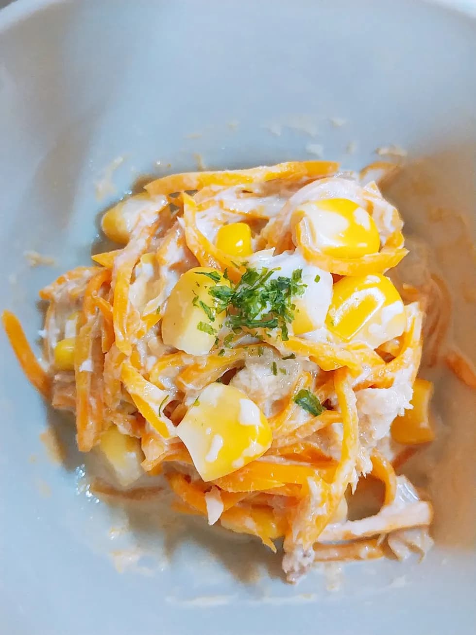 レンジで時短☆にんじんのツナマヨコーンサラダ